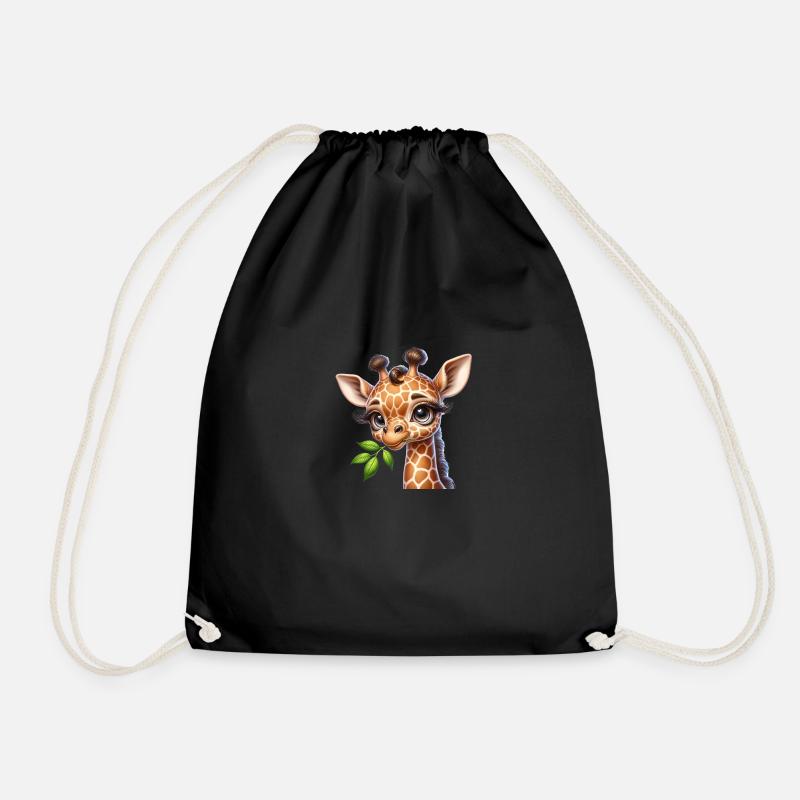 Baby giraffe - Drawstring Bag - black