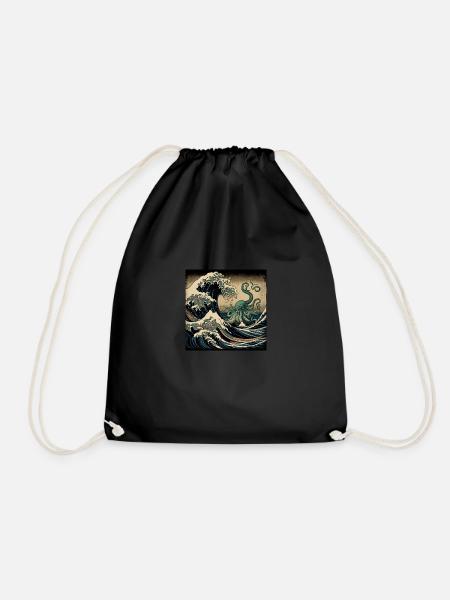 Big Wave - Drawstring Bag - black
