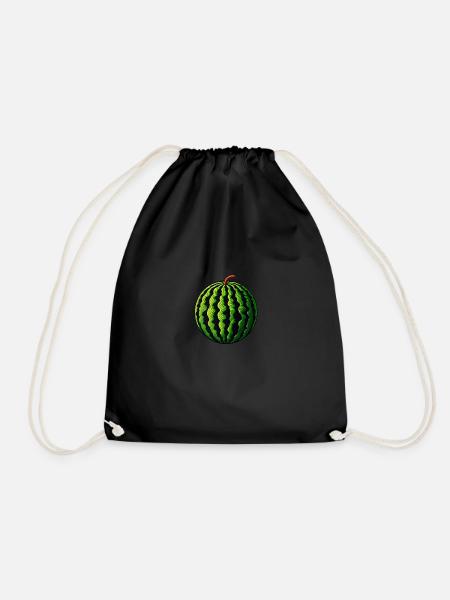 Embroidered watermelon - Drawstring Bag - black