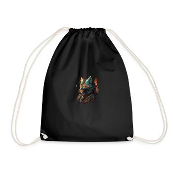 Eine Fantasy-Kriegerkatze - Turnbeutel - Schwarz - Vorne
