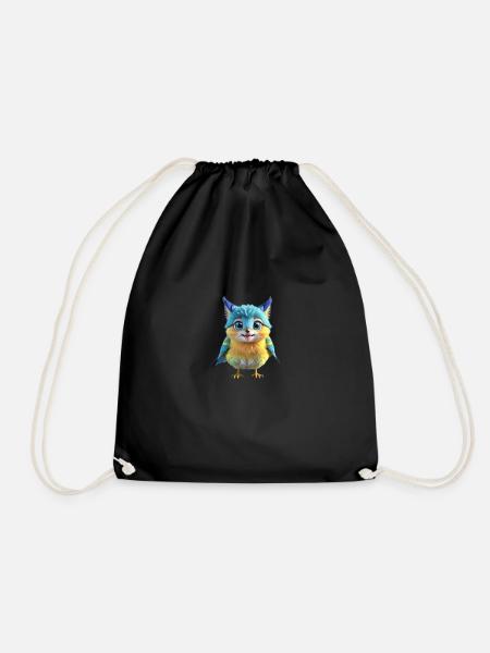 Cute Yellow Bird - Drawstring Bag - black