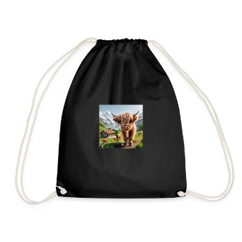 A cute Highland cow standing with others - Turnbeutel - Schwarz - Vorne