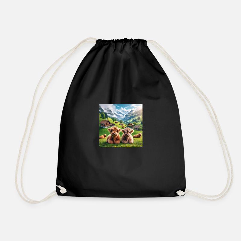 Adorable ultra fluffy Highland cattle - Turnbeutel - Schwarz
