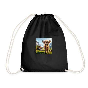 Vache Highland douce et moelleuse - Sac de sport léger - noir - Devant