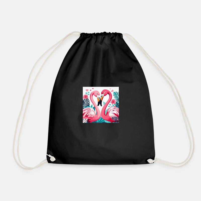 Verliebte rosa Flamingos. - Turnbeutel - Schwarz