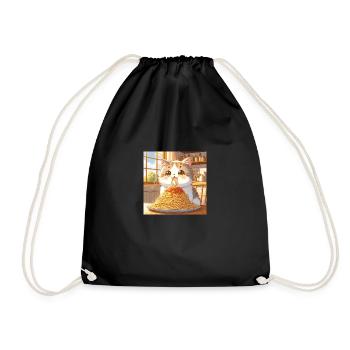 un chat mignon mangeant des spaghettis - Sac de sport léger - noir - Devant