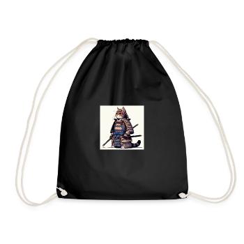 Samurai-Katze mit traditioneller Rüstungsillustration - Turnbeutel - Schwarz - Vorne