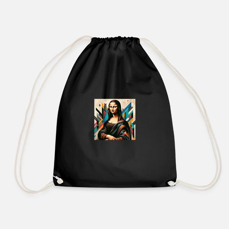 modern interpretation of the Mona Lisa - Drawstring Bag - black