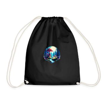 Enchanted Forest Landscape - Drawstring Bag - black - Front