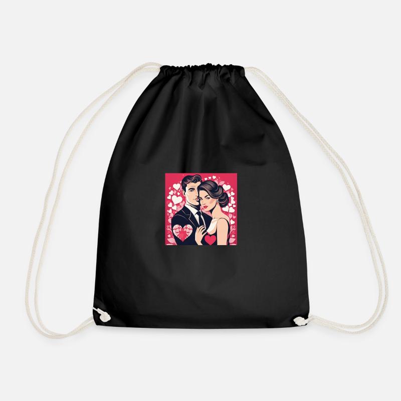 Couple in love - Drawstring Bag - black
