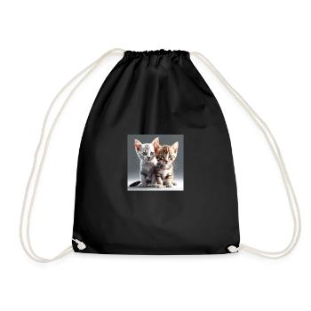Cute kittens - Drawstring Bag - black - Front