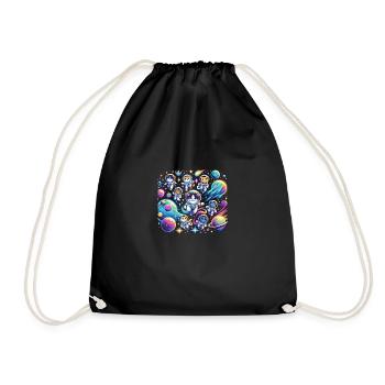 Cosmic Kitties Expedition - Drawstring Bag - black - Front