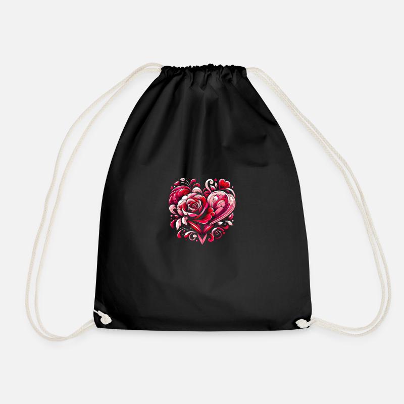Romance in Bloom - Drawstring Bag - black