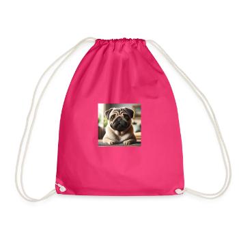 Pug - Drawstring Bag - fuchsia - Front