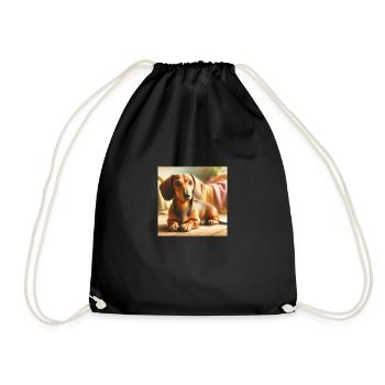 Dachshund - Drawstring Bag - black - Front