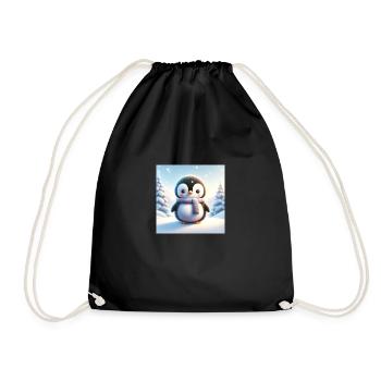 Penguins snow - Drawstring Bag - black - Front