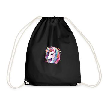 Belle licorne heureuse aux couleurs vives - Sac de sport léger - noir - Devant