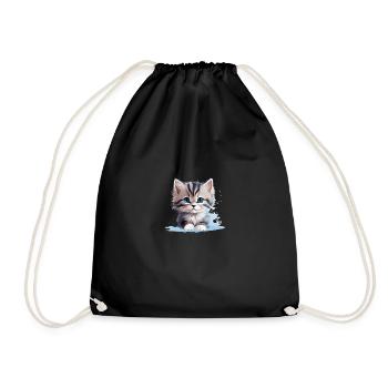 Beau chat aux yeux bleus couché - Sac de sport léger - noir - Devant