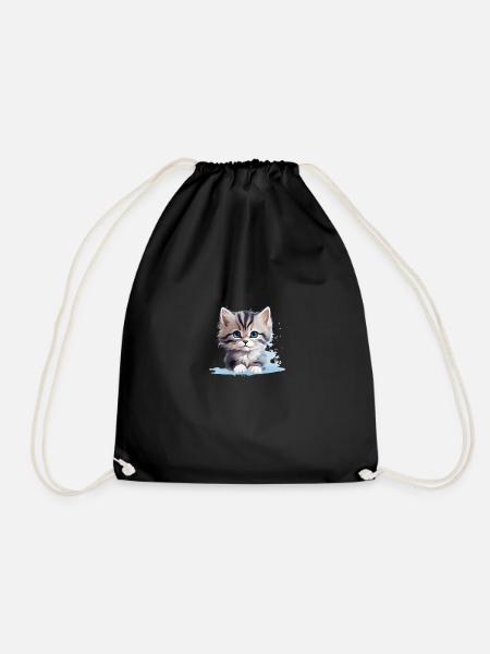 Beautiful cat with blue eyes lying down - Drawstring Bag - black