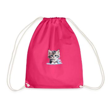 Beau chat aux yeux bleus couché - Sac de sport léger - fuchsia - Devant