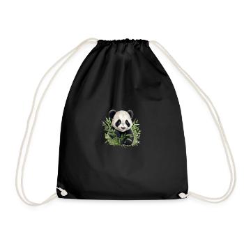Panda mignon jetant un coup d’œil hors d’un buisson - Sac de sport léger - noir - Devant