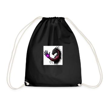dragon staring at the hand birthmark - Drawstring Bag - black - Front