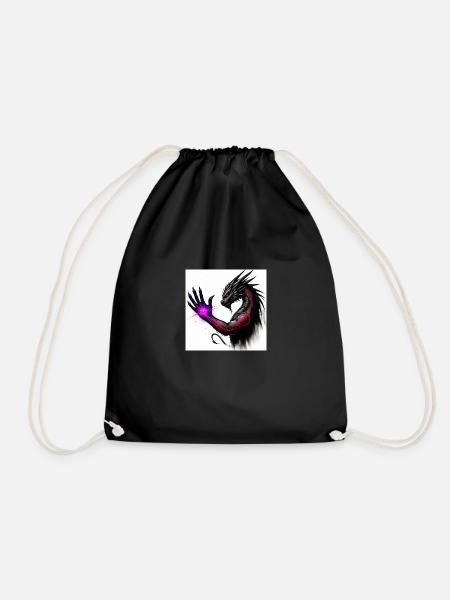 dragon staring at the hand birthmark - Drawstring Bag - black
