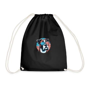 Boxer drapeau américain et lunettes de soleil - Sac de sport léger - noir - Devant