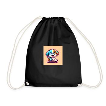 playful puppy 1 - Drawstring Bag - black - Front