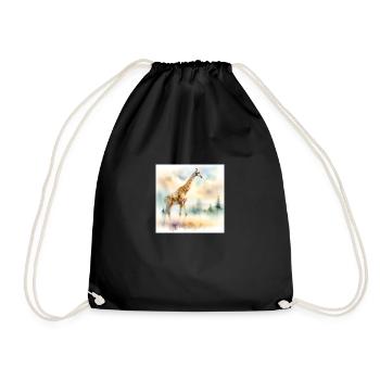 Watercolor Giraffe - Drawstring Bag - black - Front