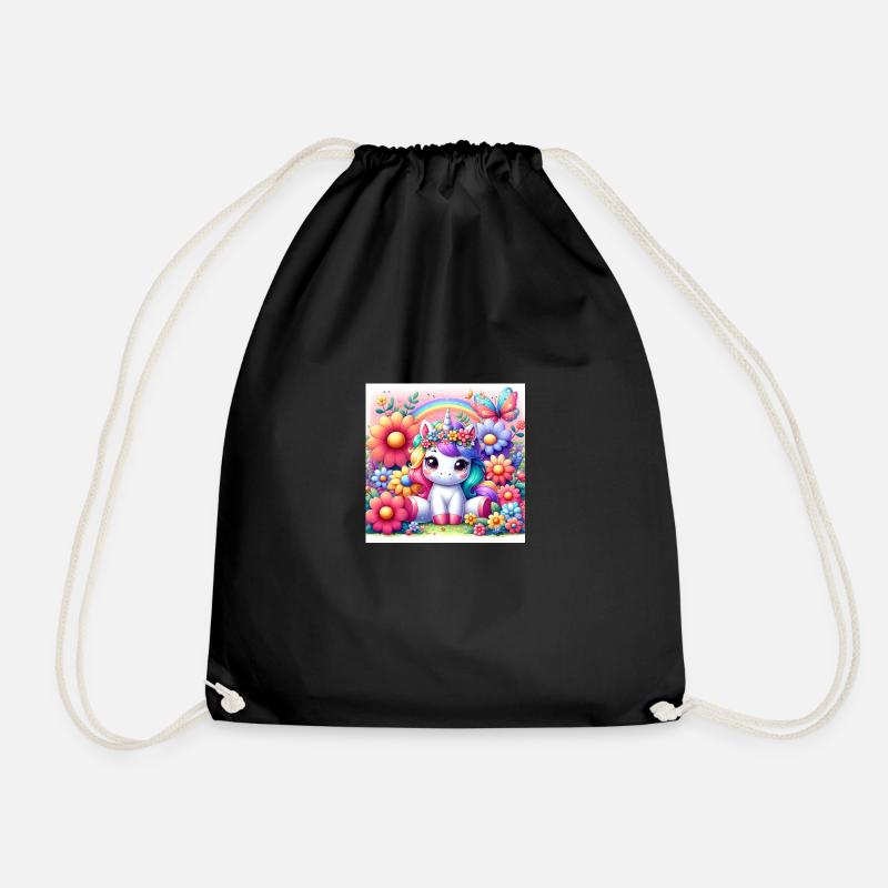 Licorne de dessin animé - Sac de sport léger - noir