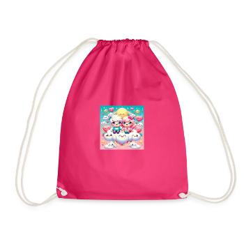 Cartoon Couple - Drawstring Bag - fuchsia - Front