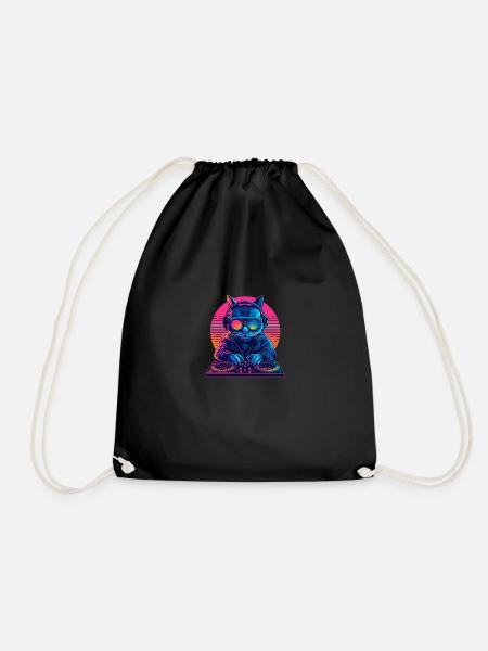 DJ Cat House Mix - Drawstring Bag - black