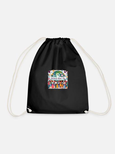 International Women's Day 8 March - Drawstring Bag - black