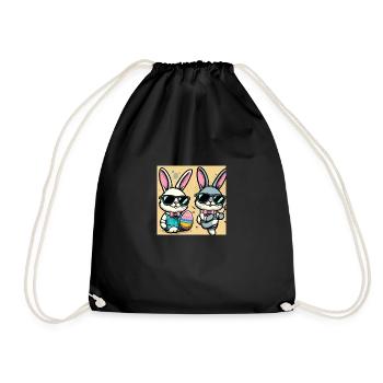 Cooler Osterhase - Turnbeutel - Schwarz - Vorne