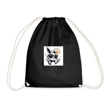 Cool easter bunny - Drawstring Bag - black - Front