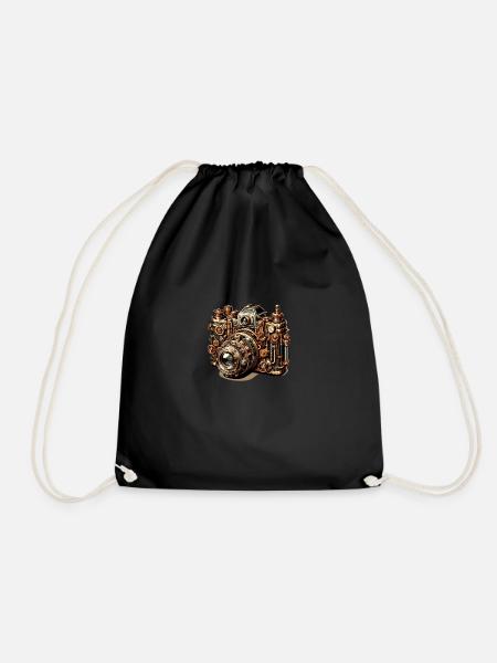 Steampunk Camera 2 - Drawstring Bag - black