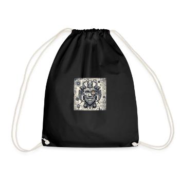 demon style cyborg steampunk cyberpunk - Drawstring Bag - black - Front