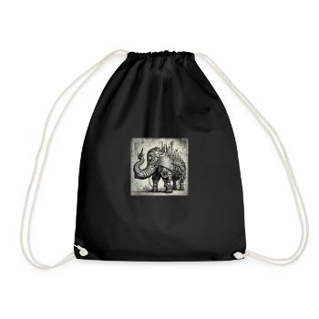 Cyberpunk Steampunk Cyborg Style Elephant - Drawstring Bag - black - Front