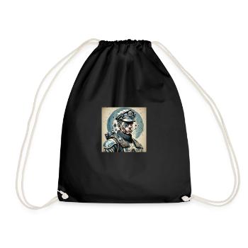 Cyborg Style Policeman Poster Poster - Drawstring Bag - black - Front