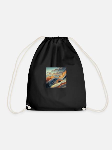 Futuristic sea - Drawstring Bag - black