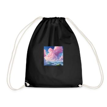 Anime pink clouds - Drawstring Bag - black - Front