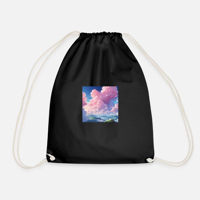 Anime rosa Wolken - Turnbeutel - Schwarz