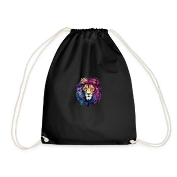 Lion coloré - Sac de sport léger - noir - Devant