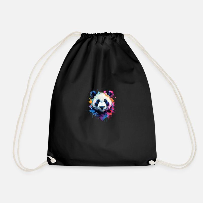 Bunter Panda - Turnbeutel - Schwarz