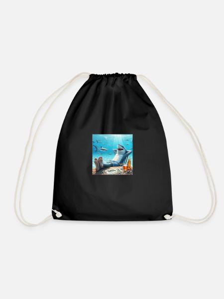 Automatic Earning - Shark 3 product - Drawstring Bag - black
