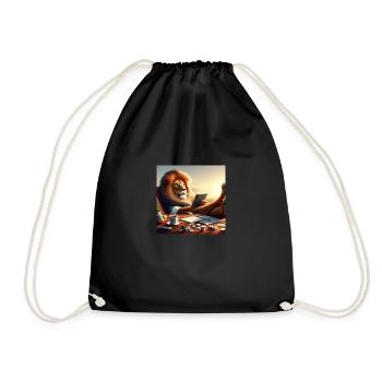 Automatic Earning - Lion 2 - Drawstring Bag - black - Front