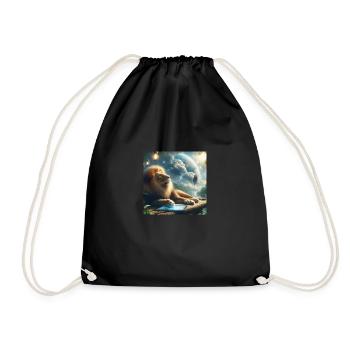 Automatic Earning - Lion 3 - Drawstring Bag - black - Front