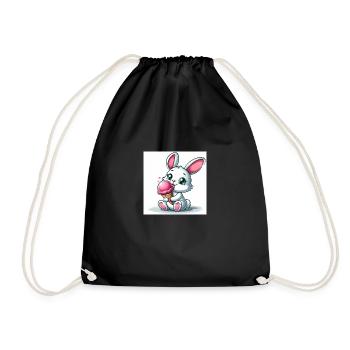 Lapin mignon assis sur de la crème glacée molle en train de manger. Été 2024 - Sac de sport léger - noir - Devant