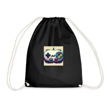 Retro Gamepad in Risograph - Drawstring Bag - black - Front